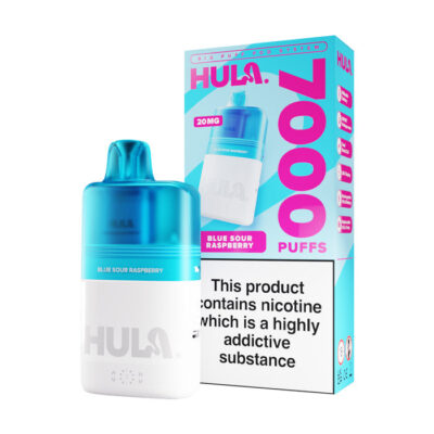Blue Sour Raspberry Hula 7000 Prefilled Pod Kit and Box