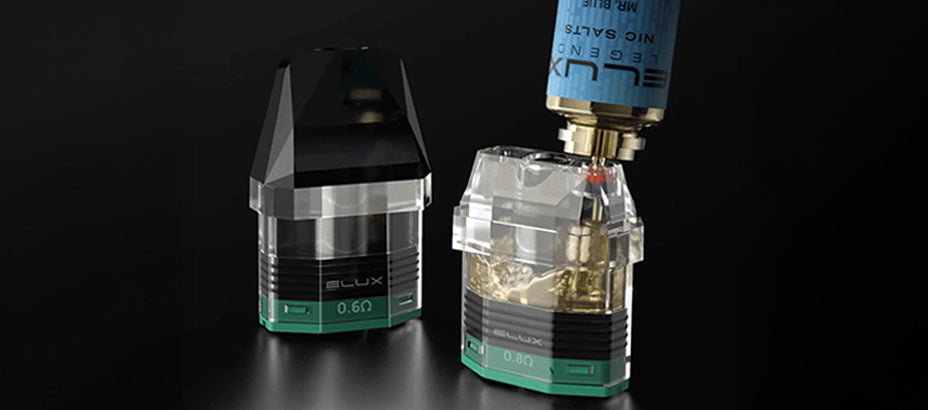 Banner showing the Elux Cyberover P1 Pod Kit being refilled