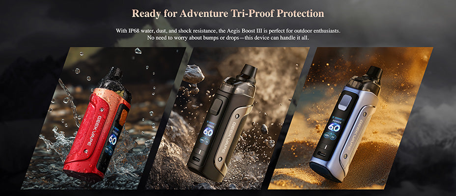 Banner showing the Geekvape Aegis Boost 3 Pod Kit's Durable Construction