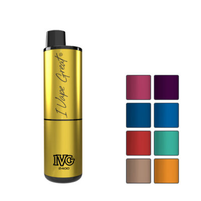 IVG 2400 Rechargeable Vape Kit with eight squares showcasing all available colours