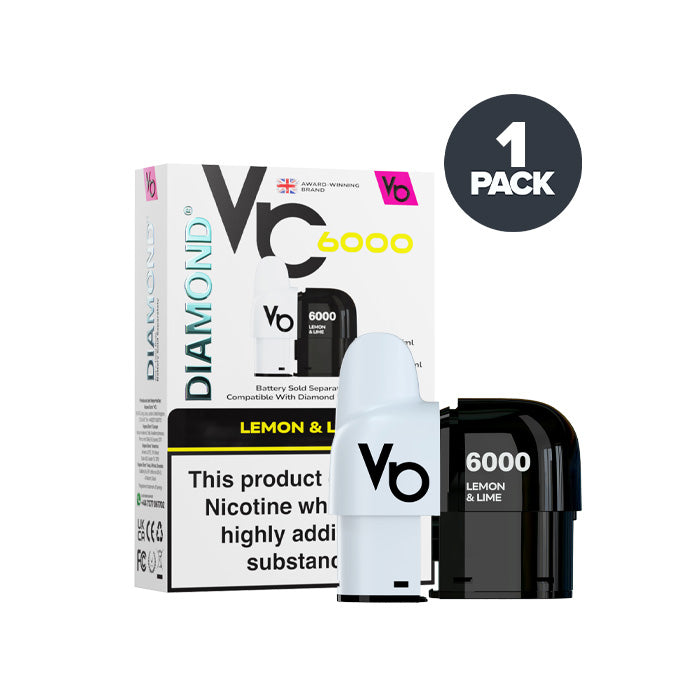 Lemon Lime Vapes Bars Diamond 6000 Prefilled Pod and Box