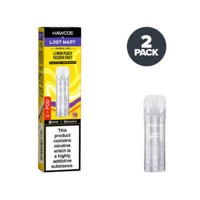 Lost Mary vape pod packaging with a clear pod on a white background