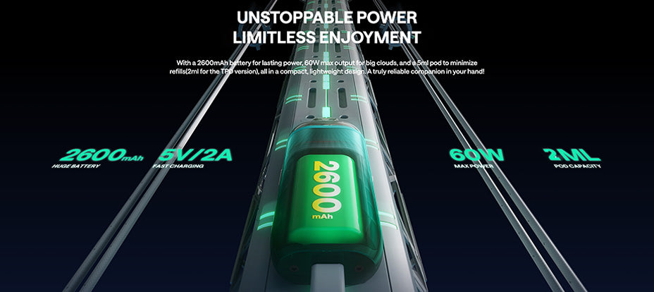 Banner showing the OXVA Vprime Pod Vape Kit's Battery