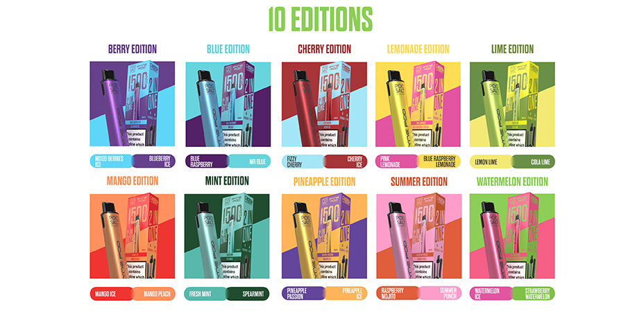 Banner showing the ten available editions of the Pod Salt Pyne Pod Starter Kit