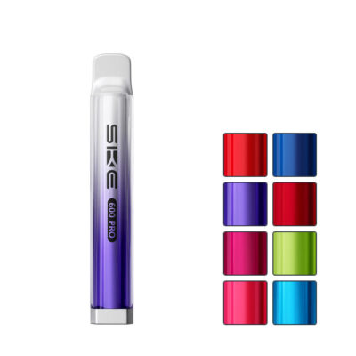 SKE Crystal Pro 600 Prefilled Pod Kit with eight squares showcasing all available colours