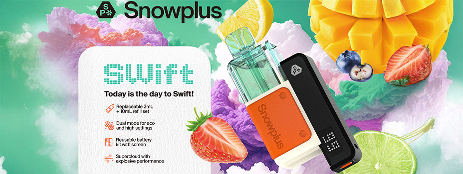 Banner showing the Snowplus Swift Prefilled Pod Kit