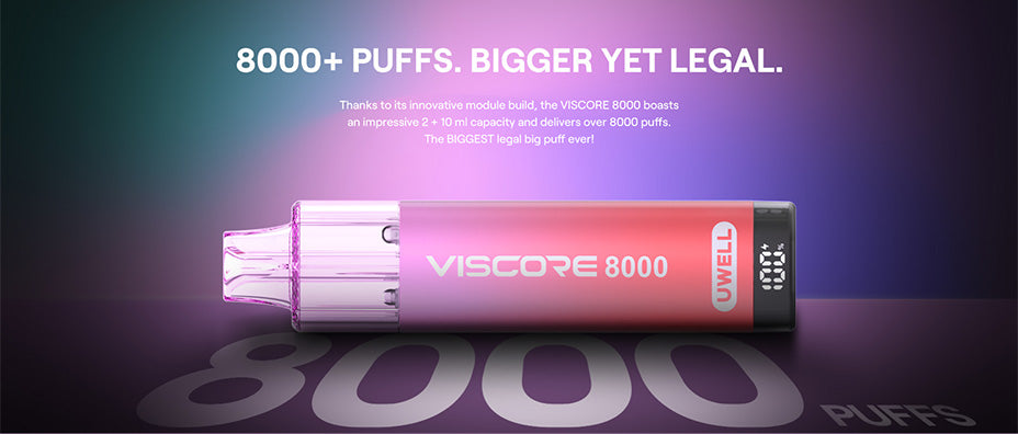 Banner showing the Uwell Viscore 8000 Starter Vape Kit's Puff Count