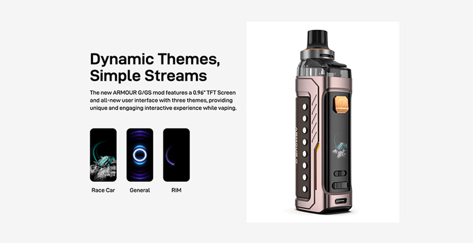 Banner showing the Vaporesso Armour G Pod Kit's Screen