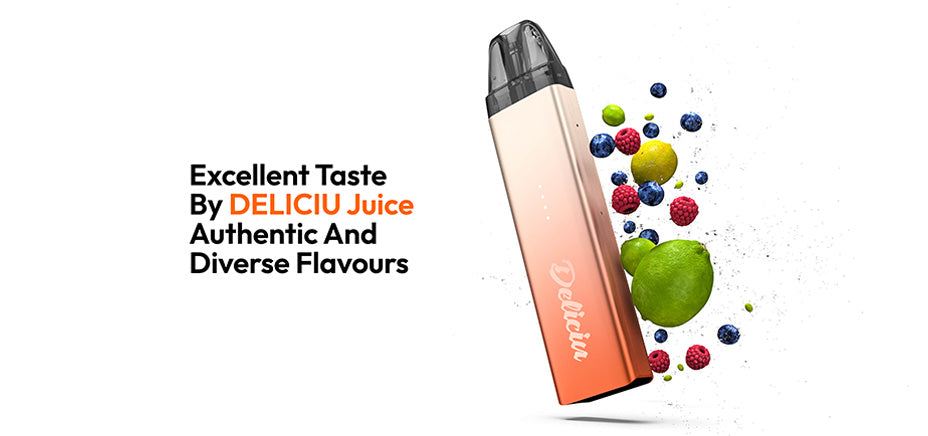 Banner showing the Vaporesso Deliciu Mate Starter Vape Kit's E-Liquid
