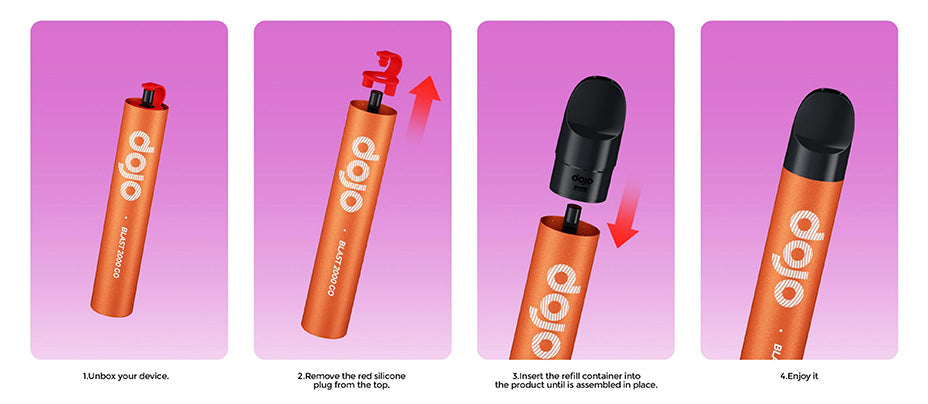 Banner showing instructions on how to assemble the Vaporesso Dojo Blast 2000 Go Kit