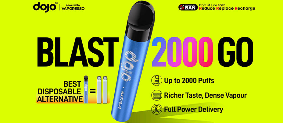 Banner showing the Vaporesso Dojo Blast 2000 Go Kit