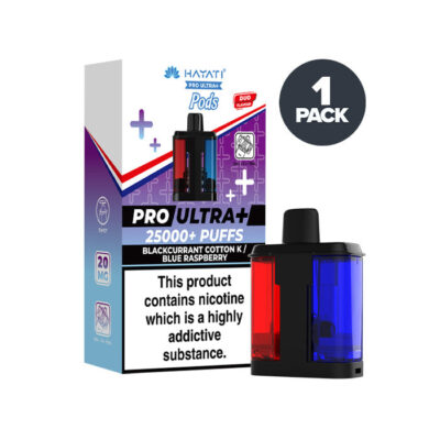 Blackcurrant Cotton K/Blue Raspberry Hayati Pro Ultra Plus Prefilled Pod and Box