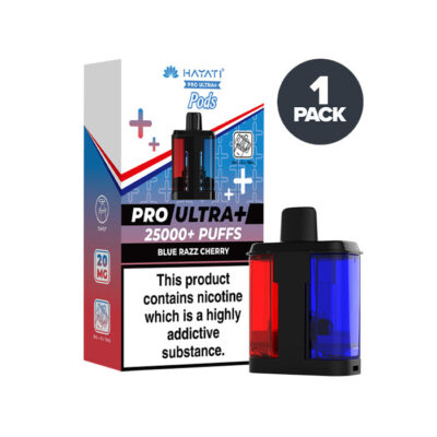 Blue Razz Cherry Hayati Pro Ultra Plus Prefilled Pod and Box