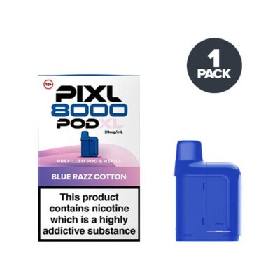 Blue Razz Cotton PIXL 8000 Prefilled Pod and Box
