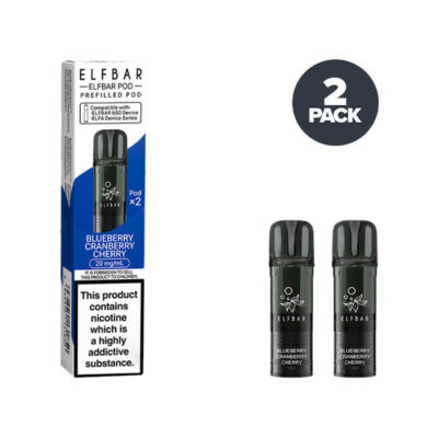 Two Blueberry Cranberry Cherry Elf Bar 600 Prefilled Pods with Box
