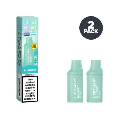 Two Blueberry Lost Mary BM600 Prefilled Pods with Box