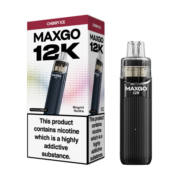 Cherry Ice Relx MaxGo 12k Prefilled Pod Kit and Box