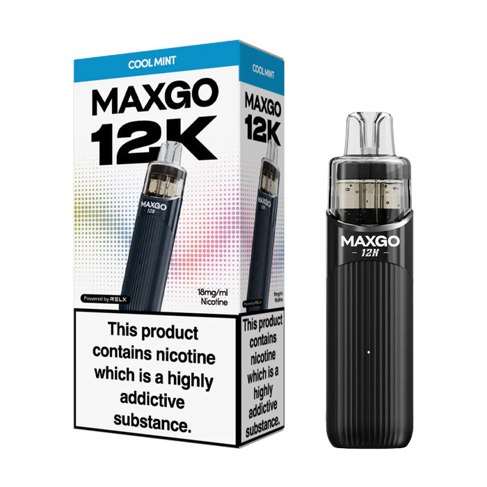 Cool Mint Relx MaxGo 12k Prefilled Pod Kit and Box