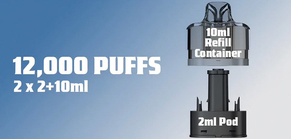 Dojo Blast 12K Pod and container on a blue background