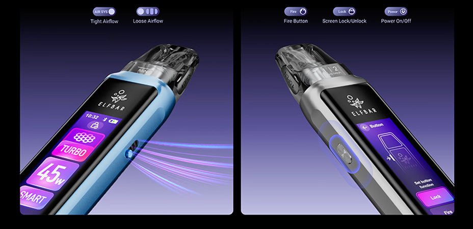 Banner showing the Elf Bar ELFX Ultra Pod Kit's Adjustable Airflow