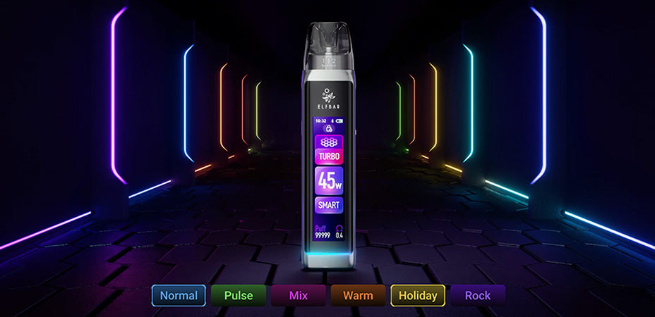 Banner showing the Elf Bar ELFX Ultra Pod Kit's RGB LED Lighting