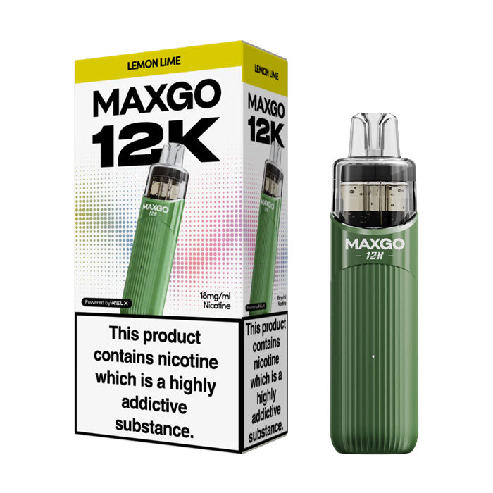 Lemon Lime Relx MaxGo 12k Prefilled Pod Kit and Box