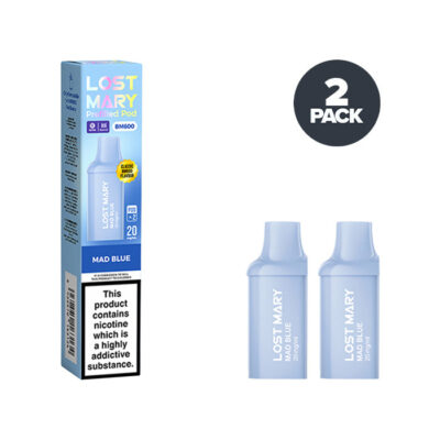 Two Mad Blue Lost Mary BM600 Prefilled Pods with Box