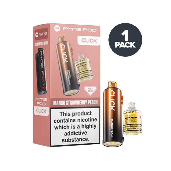 Mango Strawberry Peach Pyne Pod Click Prefilled Pod and Box