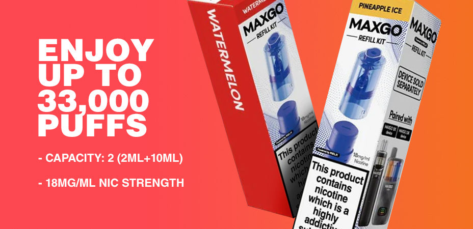 Puffs of RELX MaxGo Combo 33K Prefilled Pod Kit