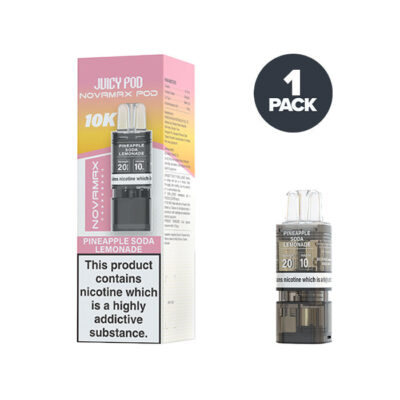 Pineapple Soda Lemonade Juicy Pod Novamax 10K Prefilled Pod ad Box