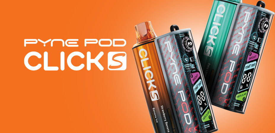 A main banner that shows the Pyne Pod Click S 30K Prefilled Pod Kit