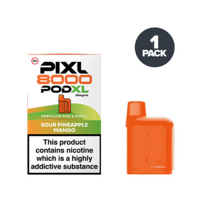 Sour Pineapple Mango PIXL 8000 Prefilled Pod and Box