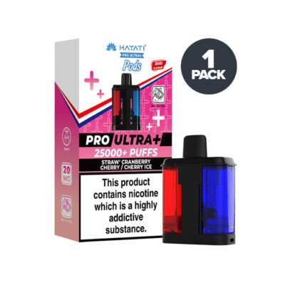 Straw' Cranberry Cherry/Cherry Ice Hayati Pro Ultra Plus Prefilled Pod and Box