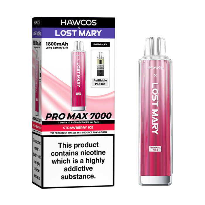 Spearmint Hawcos X Lost Mary 7000 Pro Max Prefilled Pod Kit and Box