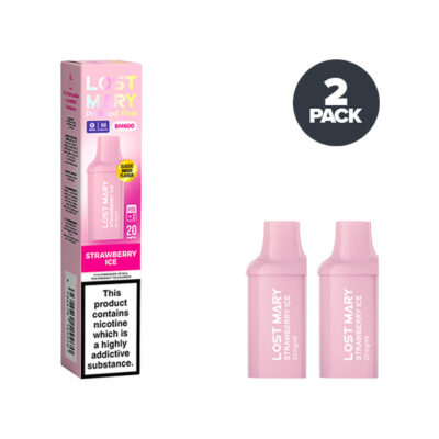 Two Strawberry Ice Lost Mary BM600 Prefilled Pods with Box