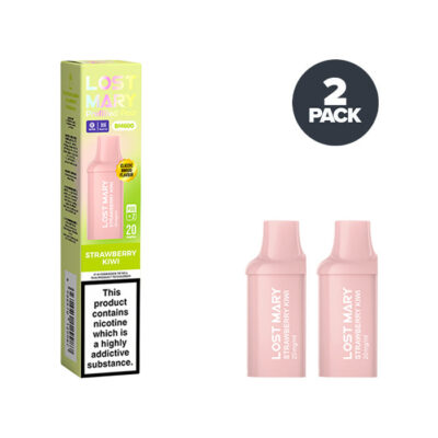 Two Strawberry Kiwi Lost Mary BM600 Prefilled Pods with Box