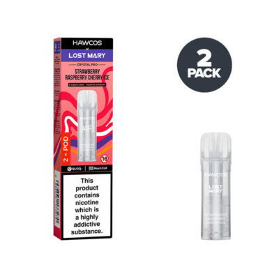 Strawberry Raspberry Cherry Ice Hawcos X Lost Mary Crystal Pro Prefilled Pod and Box