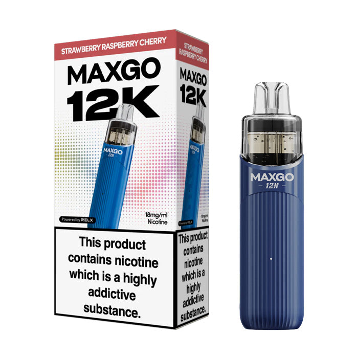 Strawberry Raspberry Relx MaxGo 12k Prefilled Pod Kit and Box