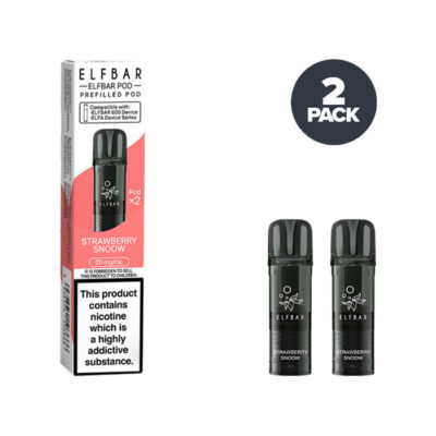 Two Strawberry Snoow Elf Bar 600 Prefilled Pods with Box