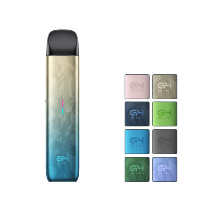 Uwell Caliburn Mini Kit with eight squares showcasing eight out of the twelve available colours.