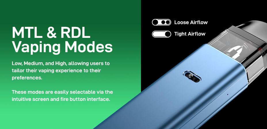 Banner showing the Vaporesso Xros 4 Pod Kit's Adjustable Airflow and Power Settings
