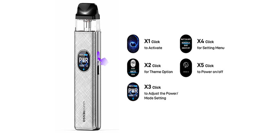Banner showing the Vaporesso Xros 5 Pod Kit's Multi-functional Button